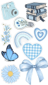 Pack Of 10 Stickers - Blue  Aesthetic  Cool Doodle  sticker Cute Kawai  Sticker for Laptop & Mobil Sticker Blue Colure Sticker 2 Inch x 2 Inch each Sticker Size Cup sticker Glass Sticker. 
