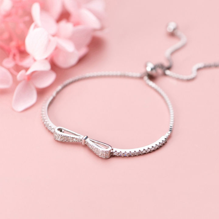 Bow bracelet women's niche design light luxury pull-out bracelet jewelry girlfriend tokens
