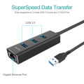 Techole USB 3.0 Hub Aluminum USB Ethernet Adapter Splitter with RJ45 10/100/1000Mbps Gigabit Network LAN Port - 3 Ports USB 3.0 HUB -Type C Adapter for Windows 7/8/10, Linux , PC etc. 
