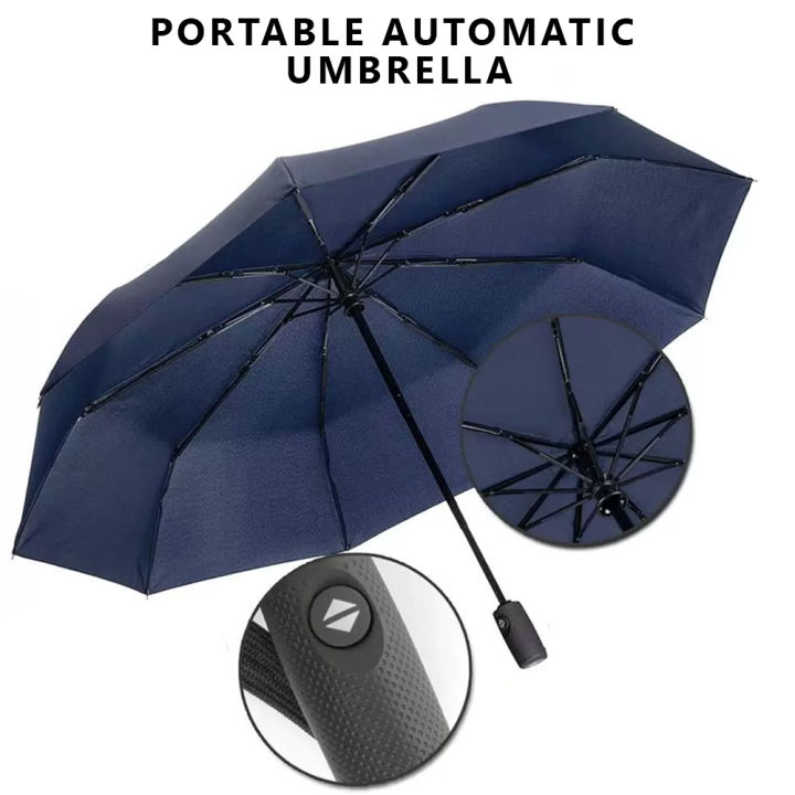 Auto Open and Close Folding Umbrella 8 Ribs Windproof Umbrellas for Rain and Sunlight Compact Size Portable Three Steps Folding Umbrella for Women Men