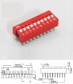 DS-10 flat dial switch 10 bit code switch 2.54mm pin spacing. 