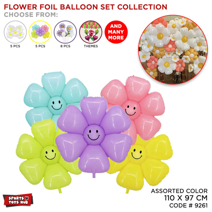 Flower Foils Balloons Collection, White Daisy, Rose, Tulip, SunFlower Balloon Shape Party Decorations Foil Mylar Ballons For Weddings, Birthday Occasions, Anniversary Decor, Events Decorative, Baby Shower, Bridal Shower, Parties Decoration Supply