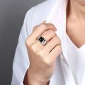 925 sterling silver ring men black zircon adjustable wedding ring fashion jewellery/Perhiasan fesyen cincin zirkon hitam lelaki. 