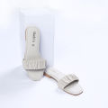 Maahru - Stylish Slippers For Women & Girls - Beige Elastic Flats. 