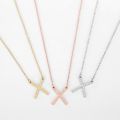 eManco Minimalist Jewelry Cross Initial Stainless Steel X Shape Pendant Necklace for Women. 