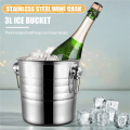 OUMERY Stainless Steel Ice Punch Bucket Wine Beer Cooler Champagne Cooler Portable Bar Club Ice Bucket Container 3L. 