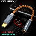 KEYSION HIFI DAC earphone Amplifier USB Type C to 3.5mm Headphone Jack audio adapter 32bit 384kHz Digital Decoder AUX Converter. 
