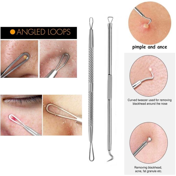 2 Piece Nose Face Blackhead Pimple Acne Remover Extractor Fat Granule Removal Skin Care Tool Set