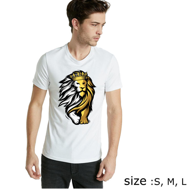 New Fashion Golden silver Lion Logo white color shirt