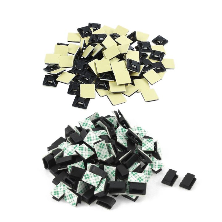 200 Pcs Self Adhesive Cable Tie Mount Base Holder, 100 Pcs 20X20X6Mm & 100 Pcs 13X10X5Mm