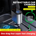 120W 4 IN 1 Retractable Car Charger Fast Charge Cord Cigarette Lighter Adapter. 