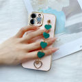DEL for Samsung Galaxy M33 5G Back Cover with 3D Love Heart Wristband Chain Fashion Bracelet Shiny Plating Phone Case Soft Silicone Protective Cover. 