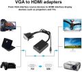 VGA to HDMI Converter Adapter, VGA Male to HDMI Female Cable Converter with 1080P HD Video and Audio Support for Connecting Old PC, Laptop with a VGA Output to Monitor, HDTV,Projector, VGA Male To HDMI Female Converter Adapter With 3.5mm Stereo USB Cable. 