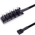 PWM Fan Hub Splitter, 4 Pin Black Sleeved 5 Way PC CPU Cooling Case Fan Extension Splitter Adapter Cable 40cm/15.7Inch. 