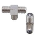 2 Pcs Coaxial Cable Connector 3in1 Tee Satellite TV Antenna Coaxial Cable Plugs with RG6 Connecters High Quality. 
