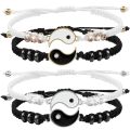 Chinese Style Retro Tai Chi Couple Bracelet- Alloy Hand-woven Rope BFF Best Friend Friendship Simple White Black Jewelry. 