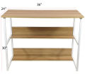 Small Computer desk Metal Frame Two Shelf Computer Desk Wood Table Study Office Laptop. 