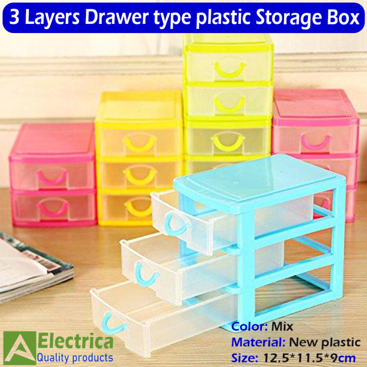Mini Draw Unit V500 3-Tier Drawer Plastic Storage, Stackable Storage Drawers, Mini ...