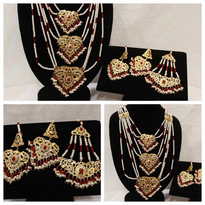 Bridal Gold Style Complete Set of jewellery With  Heavy Mala for Weddings,Party, daily wearing