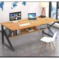 Computer table simple modern K shape portable folding computer laptop study table Gaming Table office desk home furntiure with storage bookshelf laptop writing table workstation with metal frame waterproof laminted 4X2.5X2ft. 