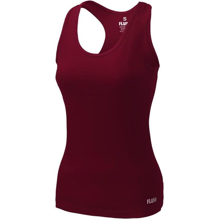 Flush Women's Tank Top Ribbed Yoga Racerback Long Tight Fit Gym Shirt Activewear Clothes Maroon