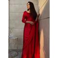 Stitched Satin Silk Saree for Women and Girls. 