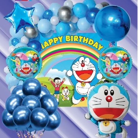 Unik Doraemon birthday party decoration full set Doremon  happy Birthday Banner birthday decoration set  birthday accessories  happy birthday theme set for boys and Girls  birthday theme decoration  party decorations  party balloons for decoration