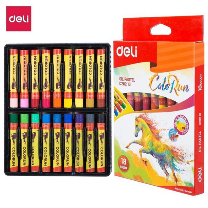 Deli_Oil Pastel Smooth Rich Blending Set of 18 / Blendable Oil Pastels In Durable Storage Case- 18 Vibrant Colors - Non-Toxic