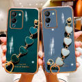 Maitus for Infinix Note 12 (G96) Back Cover with Bracelet Chain Love Heart Lanyard Fashion 6D Plating Shiny Girls Cases Soft Silicone Mobile Phone Protective Case. 