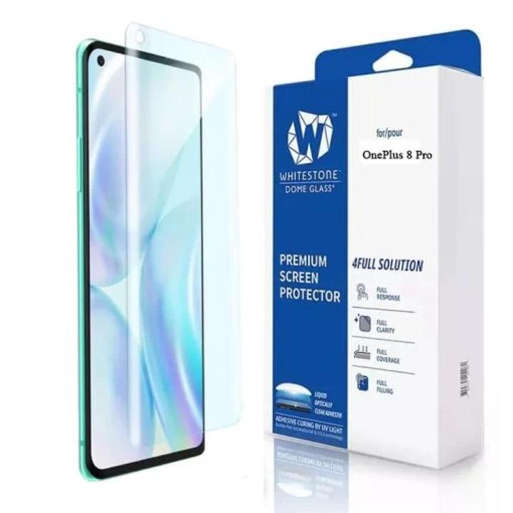 Whitestone [Dome Glass] For OnePlus 8 Pro Tempered Glass Screen Protector – Liquid Dispersion Tech – Single Pack without UV