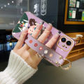 dienya For vivo v21e Case With Wristband New Design Phone Case For Girl Women Thin Pattern Fashion Cartoon Shockproof Plating Silicone Casing Full Cover SoftCase Protection Cases. 