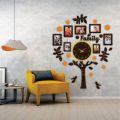 Wooden Family Tree Wall Clock - Wooden Tree Frame/Wall Tree - Wall/Home Decoration/Decor - Family Tree Photo Frame - Artificial Tree Decoration - Home/Room Decoration. 