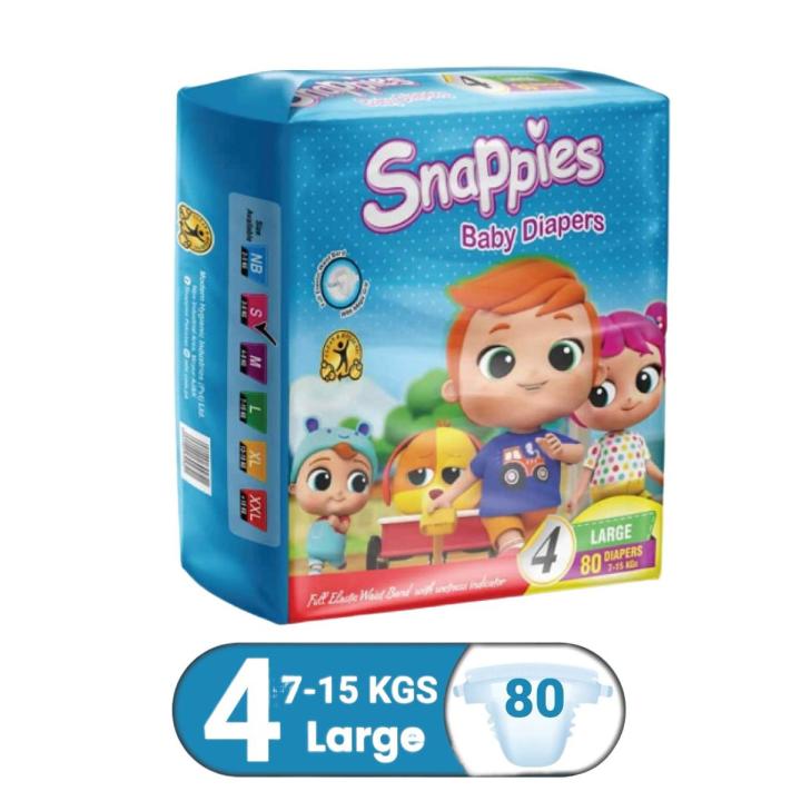 SNAPPIES BABY DIAPER SIZE 4NO LARGE 7-15KG (80 PCS PACK)