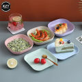 Household Wheat Straw Tray Dinnerware Snacks Fruit Bones Plate Round Square Shape Salad Bowl Spit Bone Trash Storage Small Disk. 