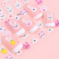 30pcs/set 3D Kawaii Cartoon Rabbit Glitter Nail Stickers Bow Flowers Sliders Self Adhesive Cute Cartoon Nail Decals for Children. 