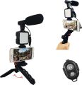 HOLD UP Vlogging Kit for YouTube, with Microphone and Light W64 Phone Tripod,Compatible with iPhone/Smartphone/Cameras. 