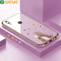 UCUC for Vivo Y85 V9 V9 Youth Z1 Z1i Back Cover + Free Lanyard Gentle Side Face Girl Luxury 6D Plating Case Side Pattern Soft Silicone Square Phone Cases. 