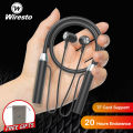 Wiresto Universal Wireless Earbuds Original Handsfree In Ear Bluetooth Neckband Headphone Good sound quality Hanging Ear Soft Silicone Sport HD Stereo with Magnetic. 