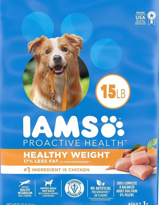 IAMS Adult Healthy Weight Control Dry Dog Food with Real Chicken, 500 grams bag