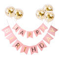 Happy Birthday Banner in Pink Color For Birthday Decoration. 