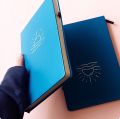 Sun or Moon Minimalistic Blue BuJo Notebook Dot grid Diary Dotted pages A5 Journal. 