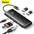 Baseus 6 Port USB Type C HUB, Lite Series HDMI Compatible Docking Station, 1x HDMI, 2xUSB3, 1xType-C PD, SD/TF, Black. 