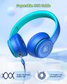 DOQAUS Kids Headphones Wired Toddler Headphones with Microphone, Foldable On Ear Headphones, 74/85/94dB Volume-Limiting, 3.5mm Jack, Safe & Comfortable for Learning & Entertainment. 