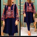 Stylish Embroidered Dress For Women (Two Piece Suit) Casual Embroided Dresses For Women. 