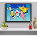 Doraemon cartoon Hanging Glass Photo Frame in Premium Glossy Photo Paper A4 8x12” size for Home Decor and Decoration Accessories. 