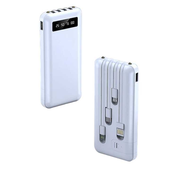 15000  MAH mini power bank with 4 cable type B type c 4in1 fast charging best quality power bank with cable for all phones