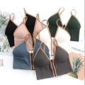 SHOPBOP Comfortable Push Up bra for girls Sports Bra Corset Front Zip Bra Cotton Seamless Lingerie Sweater Women Tank Top with Chest Pad and Deep V-Neck Design free size (28 to 34). 