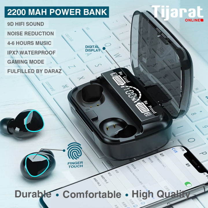 M10 Earbuds With Microphone– Touch Wireless Airdots Pro+ Power Bank - Simple and Extraordinary, Born For Music - TWS V5.1 Bluetooth Earphone - Lightweight & Portable Imported Airdots, Deep Bass HIFI Stereo Music Gaming Headset