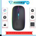 RGB Wireless Mouse - Slim & Silent 7 Colour LED Lights - Transparent & Black Body - Dual Mode 2.4G & Bluetooth Rechargeable Portable Optical Office Mouse With USB Receiver - 3 Adjustable DPI Levels for Notebook, PC, Computer, MacBook. 