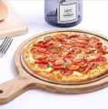 Bamboo Pizza Tray Round Bamboo Wood Pizza Serving Board Peel Cutting Tray Plate with hand bar in multiple size options round with additional handle length. 